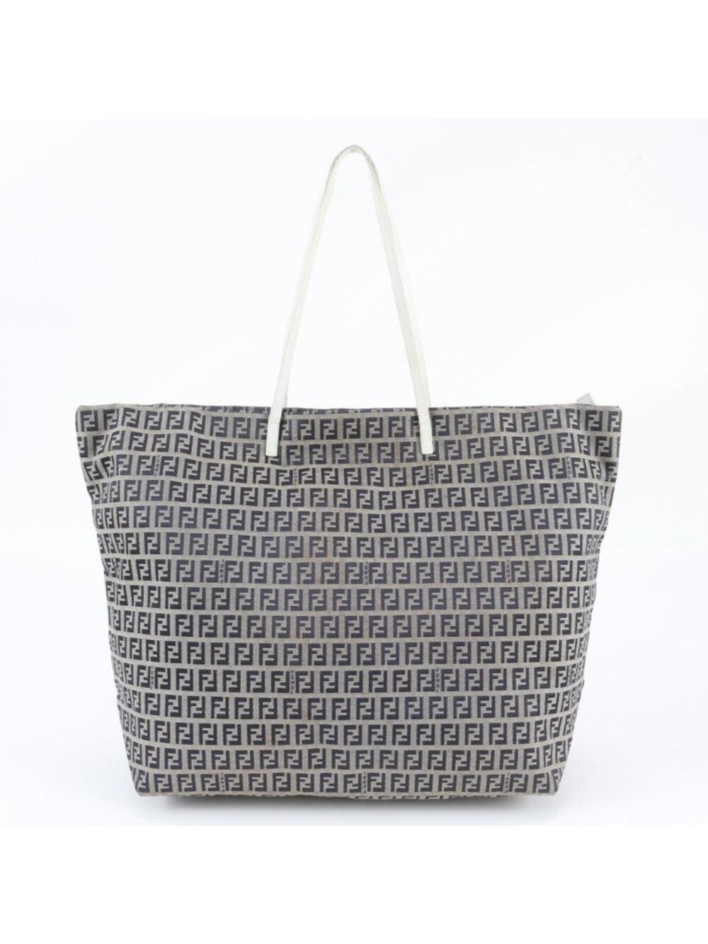 Fendi Zucchino FF Leather Canvas Tote Bag Shoulder